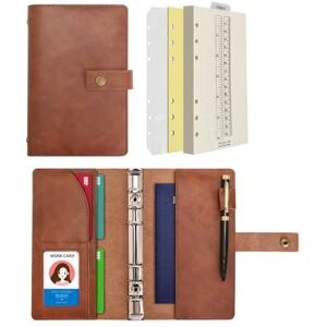 Wonderpool Carnet de notes rechargeable en cuir Papier à pois intérieur en cuir véritable pour le travail de voyage et l'organisateur (Café, A6) - Publicité Wonderpool Carnet de notes rechargeable en cuir Papier à pois intérieur en cuir véritable pour le travail de voyage et l'organisateur (Café, A6) - Publicité