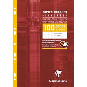 Clairefontaine 47222C Un Étui de Copies Doubles Perforées A4 21x29,7 cm 100 Pages Petits Carreaux avec Marge Papier Blanc 90 g Étui Réutilisable - Publicité Clairefontaine 47222C Un Étui de Copies Doubles Perforées A4 21x29,7 cm 100 Pages Petits Carreaux avec Marge Papier Blanc 90 g Étui Réutilisable - Publicité