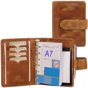 ALMADIH agenda personnel format A7 en cuir + calendrier 2025 + bloc-notes inclus, marron deluxe – Portefolio Porte documents Timer Chemise de dossier Organiseur Semainier Organisateur Carnet - Publicité ALMADIH agenda personnel format A7 en cuir + calendrier 2025 + bloc-notes inclus, marron deluxe – Portefolio Porte documents Timer Chemise de dossier Organiseur Semainier Organisateur Carnet - Publicité