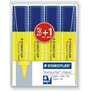 Staedtler Texsurfer classic Pack de 4 Surligneurs Jaune fluo - Publicité Staedtler Texsurfer classic Pack de 4 Surligneurs Jaune fluo - Publicité