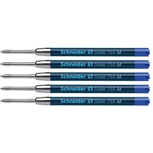 Schneider Slider 755 175603 Lot de 5 recharges de rechange (technologie ViscoGlide, indélébile, moyen) Bleu (trait moyen, bleu) - Publicité Schneider Slider 755 175603 Lot de 5 recharges de rechange (technologie ViscoGlide, indélébile, moyen) Bleu (trait moyen, bleu) - Publicité