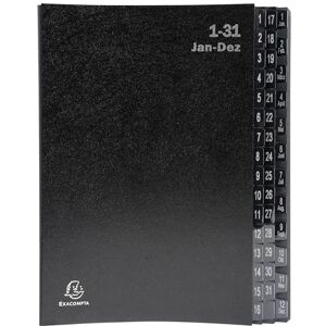 Exacompta Réf. 57044E Carton de 4 trieurs Ordonator couverture rigide intérieur en carte recyclée onglets plastifiés alphanumériques de 1 à 31 et de A à Z 32 compartiments 24x34cm Noir - Publicité Exacompta Réf. 57044E Carton de 4 trieurs Ordonator couverture rigide intérieur en carte recyclée onglets plastifiés alphanumériques de 1 à 31 et de A à Z 32 compartiments 24x34cm Noir - Publicité
