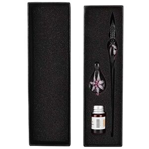 Atyhao Wifehelper Stylo à plume en verre, stylo plume à stylo à encre en verre de fleur élégante en cristal rétro avec porte-stylo à encre(Rose) - Publicité Atyhao Wifehelper Stylo à plume en verre, stylo plume à stylo à encre en verre de fleur élégante en cristal rétro avec porte-stylo à encre(Rose) - Publicité
