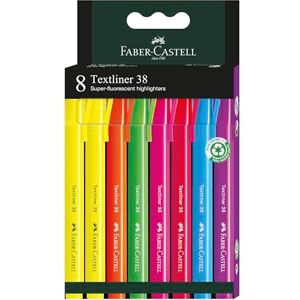 Faber-Castell 157778 Set de surligneurs, 8 marqueurs à pointe fine, Textliner 38, couleurs vives - Publicité Faber-Castell 157778 Set de surligneurs, 8 marqueurs à pointe fine, Textliner 38, couleurs vives - Publicité