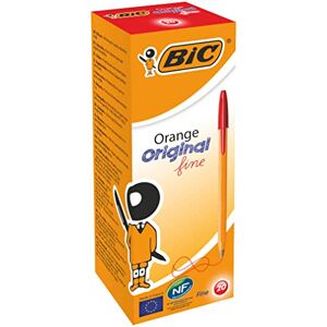 BIC Orange Original Stylos-Bille Pointe Fine (0,8 mm) Rouge, Boîte de 20 - Publicité