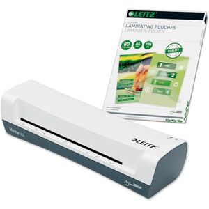 Leitz Lot de 100 plastifieuses iLAM Home A4 + pochettes de plastification à chaud A4 80 microns en lot de 100, pour pochettes de plastification de 75 à 125 microns, temps de préchauffage 3 min, blanc, - Publicité Leitz Lot de 100 plastifieuses iLAM Home A4 + pochettes de plastification à chaud A4 80 microns en lot de 100, pour pochettes de plastification de 75 à 125 microns, temps de préchauffage 3 min, blanc, - Publicité