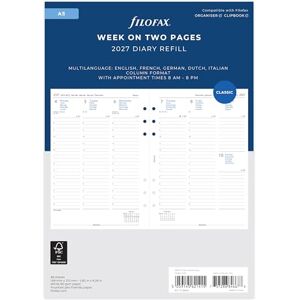 Filofax Agenda 2027 27-68514 A5, semainier sur 2 pages, 5 langues, rendez-vous 2027 - Publicité Filofax Agenda 2027 27-68514 A5, semainier sur 2 pages, 5 langues, rendez-vous 2027 - Publicité
