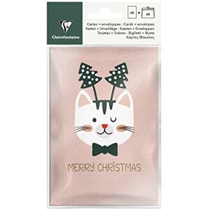 Clairefontaine 202068C Un Paquet De 6 Cartes De Voeux Avec Enveloppes Thème : Chat, Rose Et Vert, Joyeux Noël, Merry Christmas Idéal Pour : Cartes De Voeux, Fêtes De Fin d'Année - Publicité Clairefontaine 202068C Un Paquet De 6 Cartes De Voeux Avec Enveloppes Thème : Chat, Rose Et Vert, Joyeux Noël, Merry Christmas Idéal Pour : Cartes De Voeux, Fêtes De Fin d'Année - Publicité
