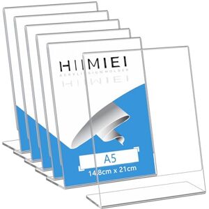 HIIMIEI Lot de 6 Présentoirs de Table, Porte Affiche, A5 (14,8x21,0cm) Acrylique Transparent Chevalet de Table, Support Menu - Publicité HIIMIEI Lot de 6 Présentoirs de Table, Porte Affiche, A5 (14,8x21,0cm) Acrylique Transparent Chevalet de Table, Support Menu - Publicité