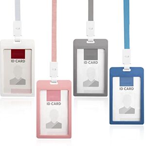 Piacolnic 4 Pièces Porte Badge Tour de Cou, Porte Badge Plastique Carte avec Lanière Tour de Cou de 45cm, Porte-Carte d'Identité Vertical Porte Carte Avec Cordon pour Bureau École Exposition Carte de Bus - Publicité Piacolnic 4 Pièces Porte Badge Tour de Cou, Porte Badge Plastique Carte avec Lanière Tour de Cou de 45cm, Porte-Carte d'Identité Vertical Porte Carte Avec Cordon pour Bureau École Exposition Carte de Bus - Publicité