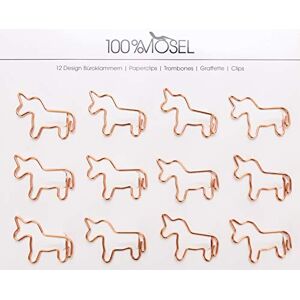 100%Mosel Trombones or rose Lot de 12 trombones en métal Motif pinces à papier comme décoration, marque-page ou petit souvenir (licorne 3,8 x 2,8 cm) - Publicité 100%Mosel Trombones or rose Lot de 12 trombones en métal Motif pinces à papier comme décoration, marque-page ou petit souvenir (licorne 3,8 x 2,8 cm) - Publicité