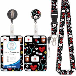 Viojrlly Porte Badge avec Cordon Tour De Cou avec Porte-Cartes, Porte Cartes avec Enrouleurs de Badge Rétractable, Détachable Lanyard, Swivel Lobster Clasp, pour porte badges d'Identification (Médecine-1) - Publicité Viojrlly Porte Badge avec Cordon Tour De Cou avec Porte-Cartes, Porte Cartes avec Enrouleurs de Badge Rétractable, Détachable Lanyard, Swivel Lobster Clasp, pour porte badges d'Identification (Médecine-1) - Publicité