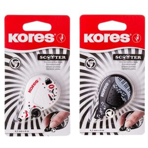 Kores Scooter : Rouleau de Ruban Correcteur Noir/Blanc, Ruban Correcteur Sec sans Pelage avec Guide de Roue et Forme Ergonomique, Fournitures Scolaires et de Bureau, Paquet Individuel, 8m x 4,2mm - Publicité Kores Scooter : Rouleau de Ruban Correcteur Noir/Blanc, Ruban Correcteur Sec sans Pelage avec Guide de Roue et Forme Ergonomique, Fournitures Scolaires et de Bureau, Paquet Individuel, 8m x 4,2mm - Publicité