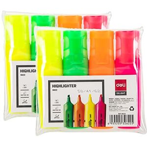 deli Lot de 2 Pochettes 4 Surligneurs pointe biseautée 1-5mm 4 couleurs: jaune, vert, orange, rose - Publicité deli Lot de 2 Pochettes 4 Surligneurs pointe biseautée 1-5mm 4 couleurs: jaune, vert, orange, rose - Publicité