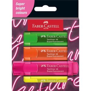 Faber-Castell 254600 Surligneur Set 46, étui de 4 pièces, couleurs néon, avec pointe biseautée durable, largeur de trait 1 5 mm, rechargeable - Publicité Faber-Castell 254600 Surligneur Set 46, étui de 4 pièces, couleurs néon, avec pointe biseautée durable, largeur de trait 1 5 mm, rechargeable - Publicité