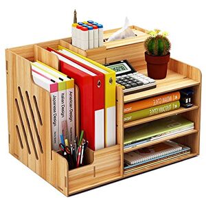 Hggzeg Organiseur de bureau en bois, grande capacité de stockage Idéal pour les fournitures de bureau, le rangement de fichers et de documents Cerisier - Publicité Hggzeg Organiseur de bureau en bois, grande capacité de stockage Idéal pour les fournitures de bureau, le rangement de fichers et de documents Cerisier - Publicité
