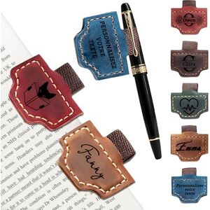 RSQGT Marque-Pages Magnétiques Personnalisés Avec Porte-Stylos Élastiques, Signets En Cuir Personnalisables Avec Initiales Florales, Pour Les Amoureux Des Livres - Publicité RSQGT Marque-Pages Magnétiques Personnalisés Avec Porte-Stylos Élastiques, Signets En Cuir Personnalisables Avec Initiales Florales, Pour Les Amoureux Des Livres - Publicité