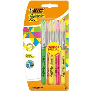 BIC 9442121 Flex Lot de 6 Surligneurs pointe flexible Couleurs Assorties - Publicité BIC 9442121 Flex Lot de 6 Surligneurs pointe flexible Couleurs Assorties - Publicité