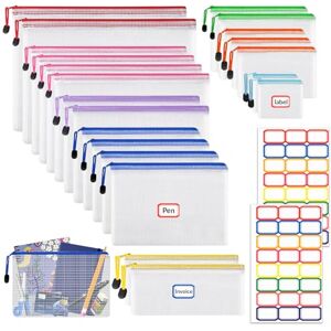 VEUWOLM 21 Pièces Pochette Document Zippée, Transparente Pochette Fermeture Eclair, Imperméable PVC Mesh Zippée Pouch, Pochettes Plastique Zip, Documents Dossier Pochettes pour Document Stockage (8 Tailles) - Publicité VEUWOLM 21 Pièces Pochette Document Zippée, Transparente Pochette Fermeture Eclair, Imperméable PVC Mesh Zippée Pouch, Pochettes Plastique Zip, Documents Dossier Pochettes pour Document Stockage (8 Tailles) - Publicité