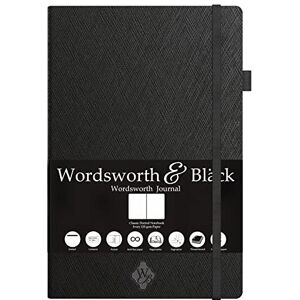Wordsworth & Black Mince classique haut de gamme Bullet Grille Journal avec boucle Pen A5 5,8 x 8,3 à couverture rigide à points Pages légères et numérotées Cuir, poche intérieure, papier ivoire 120 GSM Black - Publicité Wordsworth & Black Mince classique haut de gamme Bullet Grille Journal avec boucle Pen A5 5,8 x 8,3 à couverture rigide à points Pages légères et numérotées Cuir, poche intérieure, papier ivoire 120 GSM Black - Publicité