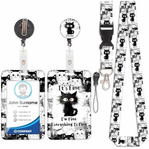 Iirlvior Porte Badge avec Cordon Tour De Cou avec Porte-Cartes, Porte Cartes Avec Enrouleurs de Badge Rétractable, Détachable Lanyard, Swivel Lobster Clasp, pour porte badges d'Identification (Chat Noir-8) - Publicité Iirlvior Porte Badge avec Cordon Tour De Cou avec Porte-Cartes, Porte Cartes Avec Enrouleurs de Badge Rétractable, Détachable Lanyard, Swivel Lobster Clasp, pour porte badges d'Identification (Chat Noir-8) - Publicité