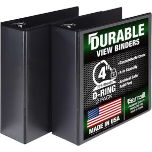 Samsill durable 3 Bague View Binders, 10,2 cm verrouillage Anneau en D – Peut contenir jusqu'à 800 feuilles, sans PVC/antiadhésif personnalisable, Housse Noir, Lot de 2 - Publicité Samsill durable 3 Bague View Binders, 10,2 cm verrouillage Anneau en D – Peut contenir jusqu'à 800 feuilles, sans PVC/antiadhésif personnalisable, Housse Noir, Lot de 2 - Publicité
