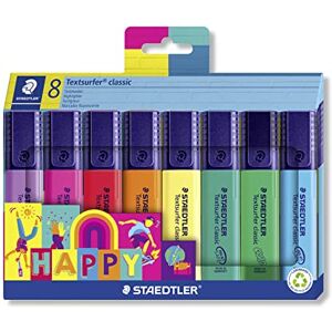 Staedtler Textsurfer Classic 364 Etui Carton 8 Surligneurs Pointe Biseau 1 À 5 mm Assortis Edition Happy 364 C8 Ha - Publicité Staedtler Textsurfer Classic 364 Etui Carton 8 Surligneurs Pointe Biseau 1 À 5 mm Assortis Edition Happy 364 C8 Ha - Publicité