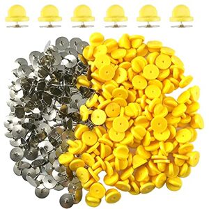 Ruidee Lot de 200/100 fermoirs en caoutchouc PVC avec punaises vierges pour badges uniformes, supports de dos et fermoirs à épinglette (jaune) - Publicité Ruidee Lot de 200/100 fermoirs en caoutchouc PVC avec punaises vierges pour badges uniformes, supports de dos et fermoirs à épinglette (jaune) - Publicité