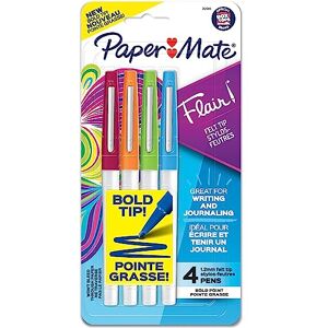 PAPER MATE Flair Lot de 4 feutres à pointe épaisse (1,2 mm) Couleurs assorties - Publicité PAPER MATE Flair Lot de 4 feutres à pointe épaisse (1,2 mm) Couleurs assorties - Publicité