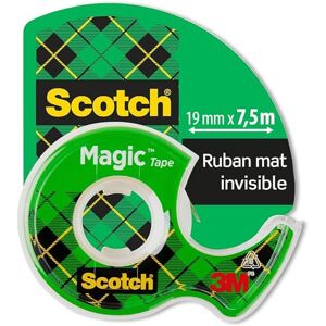 Scotch Ruban Magic 1 Rouleau 19 mm x 7,5 m + Dévidoir manuel Idéal pour le Bureau et l'École - Publicité