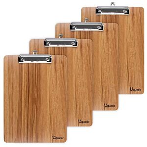 Uquelic Lot de 4 planchettes à pince en bois durable A5, trou de suspension, bureau, travail, salle de classe, affaires, restaurants (marron, A5) - Publicité Uquelic Lot de 4 planchettes à pince en bois durable A5, trou de suspension, bureau, travail, salle de classe, affaires, restaurants (marron, A5) - Publicité