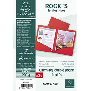 Exacompta Réf. 415005E Paquet de 25 chemises double poche ROCK''S 210 g/m² couleurs vives chemises certifiées PEFC™ dimensions 24 x 32 cm pour documents format A4 couleur rouge - Publicité Exacompta Réf. 415005E Paquet de 25 chemises double poche ROCK''S 210 g/m² couleurs vives chemises certifiées PEFC™ dimensions 24 x 32 cm pour documents format A4 couleur rouge - Publicité
