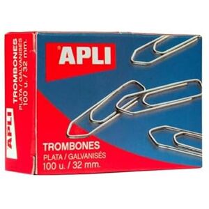 Apli Lot de 10 Boîte de 100 trombones 32mm, acier galvanisé - Publicité Apli Lot de 10 Boîte de 100 trombones 32mm, acier galvanisé - Publicité