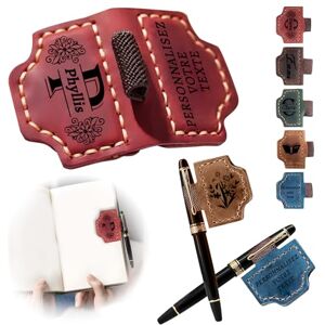 RSQGT Marque-Pages Magnétiques Personnalisés Avec Porte-Stylos Élastiques, Signets En Cuir Personnalisables Avec Initiales Florales, Pour Les Amoureux Des Livres - Publicité RSQGT Marque-Pages Magnétiques Personnalisés Avec Porte-Stylos Élastiques, Signets En Cuir Personnalisables Avec Initiales Florales, Pour Les Amoureux Des Livres - Publicité