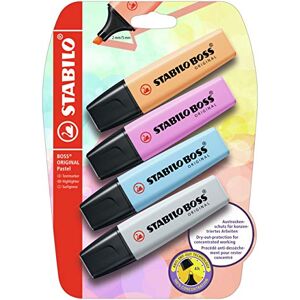 STABILO BOSS ORIGINAL Pastel Surligneur blister x 4 surligneurs abricot, bleu, mauve, gris - Publicité STABILO BOSS ORIGINAL Pastel Surligneur blister x 4 surligneurs abricot, bleu, mauve, gris - Publicité