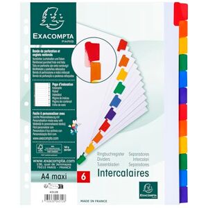 Exacompta Réf. 4312E Carton de 20 Intercalaires en carte blanche 160g/m2 FSC® avec 12 onglets neutres en couleurs renforcés plastifiés Page d'indexation imprimable Format à classer A4 maxi - Publicité Exacompta Réf. 4312E Carton de 20 Intercalaires en carte blanche 160g/m2 FSC® avec 12 onglets neutres en couleurs renforcés plastifiés Page d'indexation imprimable Format à classer A4 maxi - Publicité