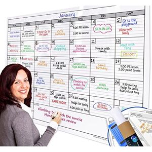 Party Funny Calendrier mural mensuel extra large effaçable à sec 96,5 x 127 cm Grand tableau blanc plastifié effaçable à sec Calendrier vierge 30 jours lignes carrés - Publicité Party Funny Calendrier mural mensuel extra large effaçable à sec 96,5 x 127 cm Grand tableau blanc plastifié effaçable à sec Calendrier vierge 30 jours lignes carrés - Publicité