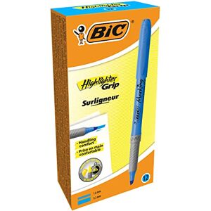 BIC Highlighter Grip Surligneurs Pointe Biseautée Bleu, Boîte de 12 - Publicité BIC Highlighter Grip Surligneurs Pointe Biseautée Bleu, Boîte de 12 - Publicité