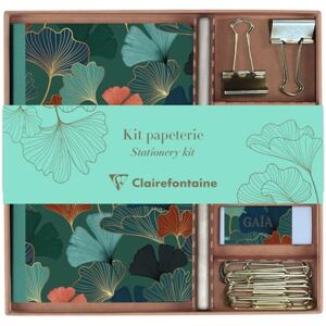 Clairefontaine 116247C Un Kit de Papeterie contenant un Carnet 11x17 cm 64 Pages Lignées, un Crayon de Papier, 2 Pinces doubles-clip, 10 Trombones et une Gomme Collection Gaïa bleu - Publicité Clairefontaine 116247C Un Kit de Papeterie contenant un Carnet 11x17 cm 64 Pages Lignées, un Crayon de Papier, 2 Pinces doubles-clip, 10 Trombones et une Gomme Collection Gaïa bleu - Publicité