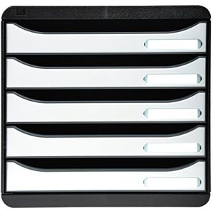 Exacompta Réf. 3097213D BIG BOX PLUS Caisson 5 tiroirs pour document A4+ Dimensions extérieures : Profondeur 34,7 x largeur 27,8 x Hauteur 27,1cm Noir/Blanc glossy - Publicité Exacompta Réf. 3097213D BIG BOX PLUS Caisson 5 tiroirs pour document A4+ Dimensions extérieures : Profondeur 34,7 x largeur 27,8 x Hauteur 27,1cm Noir/Blanc glossy - Publicité