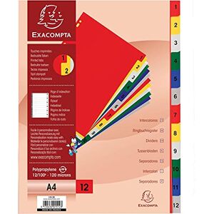 Exacompta Réf. 1512E Carton de 20 intercalaires en polypropylène avec 12 onglets imprimés numériques de 1 à 12 en couleur Page d'indexation imprimable Format à classer A4 Dim 22,5 x 29,7 cm - Publicité Exacompta Réf. 1512E Carton de 20 intercalaires en polypropylène avec 12 onglets imprimés numériques de 1 à 12 en couleur Page d'indexation imprimable Format à classer A4 Dim 22,5 x 29,7 cm - Publicité