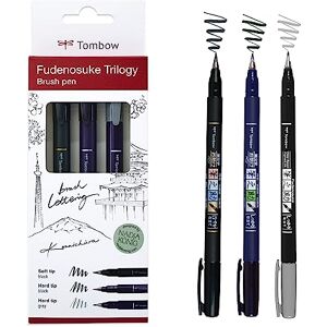 Tombow Set Fudenosuke Trilogy, Contenu : 3 Fudenosukes pointe dure, souple et gris, pour la calligraphie, le lettering, les croquis, WS-BHS-3P - Publicité Tombow Set Fudenosuke Trilogy, Contenu : 3 Fudenosukes pointe dure, souple et gris, pour la calligraphie, le lettering, les croquis, WS-BHS-3P - Publicité