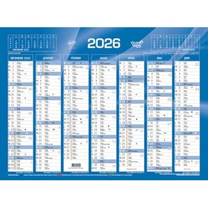 QUO VADIS Calendrier de Banque Bleu Année 2026 55x40,5 cm carton rigide - Publicité QUO VADIS Calendrier de Banque Bleu Année 2026 55x40,5 cm carton rigide - Publicité