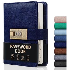WEMATE Livre de mots de passe verrouillable, livre de mots de passe alphabétique, plus de 600 espaces pour les mots de passe, organisateur de codes,Bleu foncé - Publicité WEMATE Livre de mots de passe verrouillable, livre de mots de passe alphabétique, plus de 600 espaces pour les mots de passe, organisateur de codes,Bleu foncé - Publicité