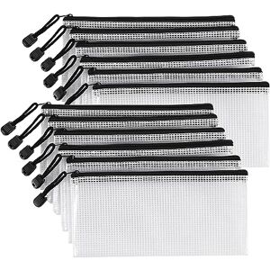 Lidwot Lot de 12 pochettes en plastique transparent avec fermeture éclair pour documents, crayons, fournitures de bureau, factures, dossiers de classement en plastique imperméable, pochette de - Publicité Lidwot Lot de 12 pochettes en plastique transparent avec fermeture éclair pour documents, crayons, fournitures de bureau, factures, dossiers de classement en plastique imperméable, pochette de - Publicité