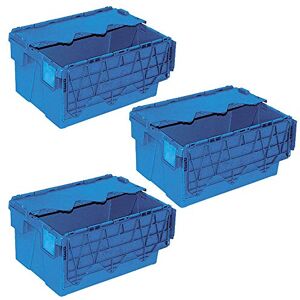 BRB Lot de 3 récipients d'expédition réutilisables avec couvercle, 54 l, 600 x 400 x 305 mm, bleu - Publicité BRB Lot de 3 récipients d'expédition réutilisables avec couvercle, 54 l, 600 x 400 x 305 mm, bleu - Publicité