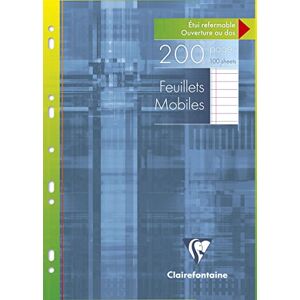Clairefontaine 1756C Un Étui de Feuillets Mobiles Perforés A4 21x29,7 cm 200 Pages Lignées avec Marge Papier Blanc 90 g Étui Réutilisable (L'emballage peut varier) - Publicité Clairefontaine 1756C Un Étui de Feuillets Mobiles Perforés A4 21x29,7 cm 200 Pages Lignées avec Marge Papier Blanc 90 g Étui Réutilisable (L'emballage peut varier) - Publicité