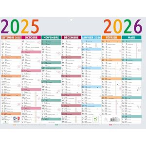 Exacompta 34310E Calendrier Multicolore 29,5 x 22 cm Septembre 2025/2026 Multicolore - Publicité Exacompta 34310E Calendrier Multicolore 29,5 x 22 cm Septembre 2025/2026 Multicolore - Publicité