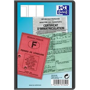 Oxford Lot de 5 Etuis 3 Volets Multipapiers de Voiture 8,5x13cm Couverture PVC Epaisseur 30/100ème Noir - Publicité Oxford Lot de 5 Etuis 3 Volets Multipapiers de Voiture 8,5x13cm Couverture PVC Epaisseur 30/100ème Noir - Publicité