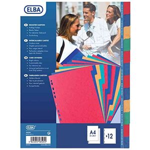 Elba Lot de 5 Intercalaires carton Strong A4 Max 12 positions onglets neutres couleur - Publicité Elba Lot de 5 Intercalaires carton Strong A4 Max 12 positions onglets neutres couleur - Publicité